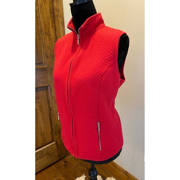 Karen Scott Sport Vest Red Women’s Petite Large Quilted Zipper Front - Picture 5 of 12